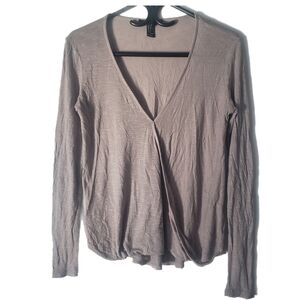 "Forever 21 Beige Wrap Top | Long Sleeve | Casual Chic Size Small
